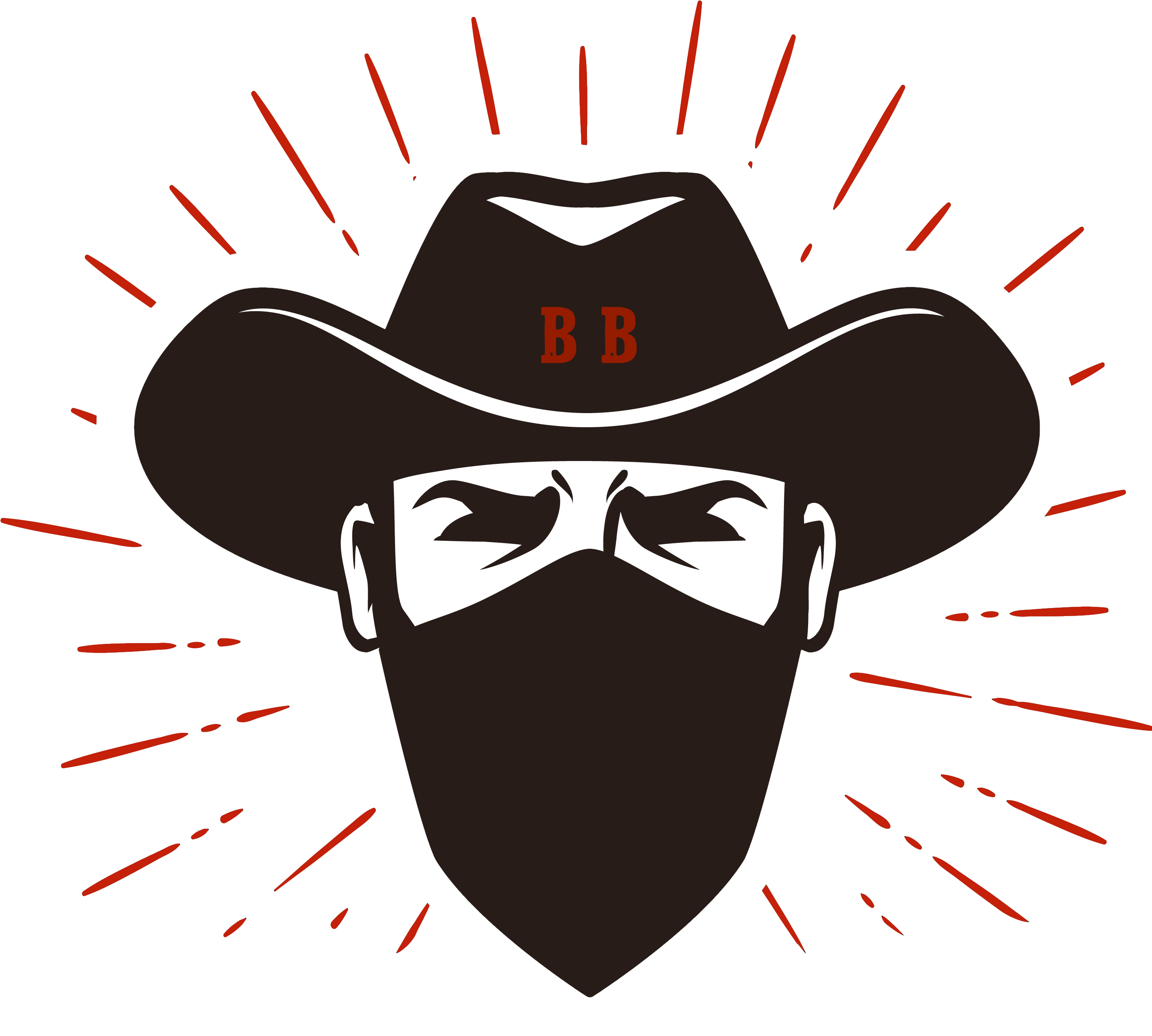 Masked Bandit Wearing Cowboy Hat Western Cartoon Emblem Printable PNG Graphic With Transparent Background