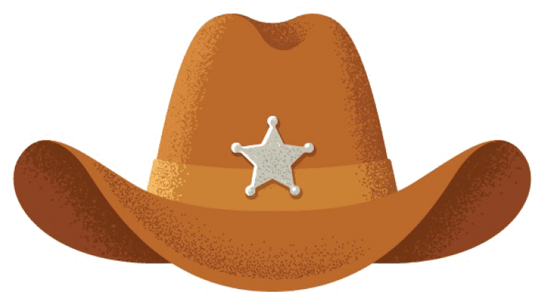 Orange Cowboy Hat With Silver Star Badge Illustration Isolated On Transparent Background