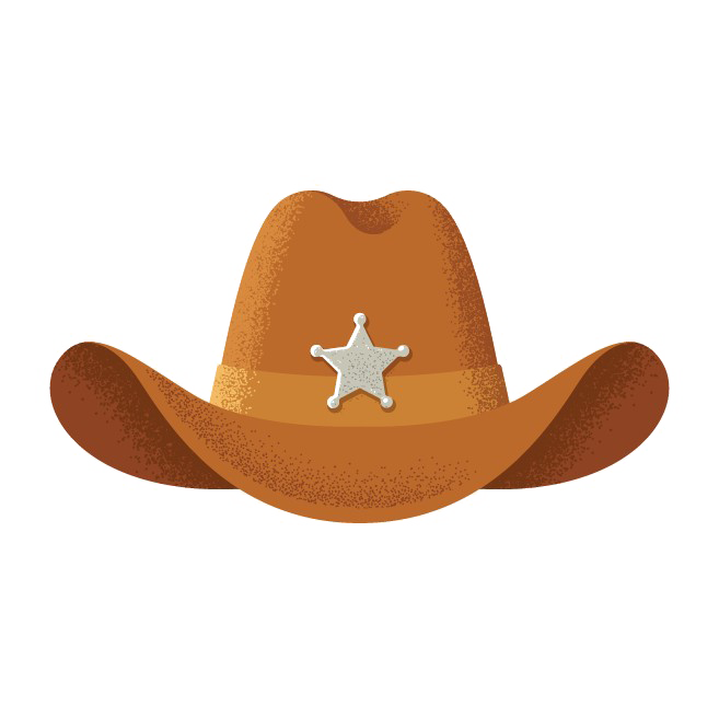 Orange Cowboy Hat With Silver Star Badge PNG Image With Transparent Background