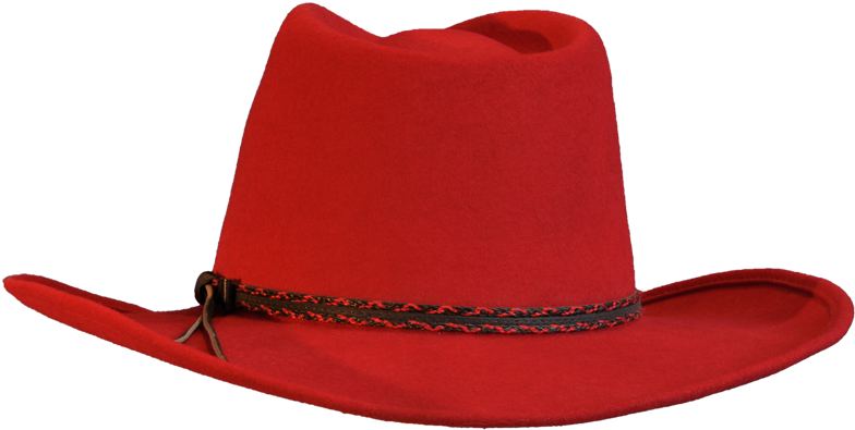 Red Western Cowboy Hat With Braided Band High Resolution PNG Illustration