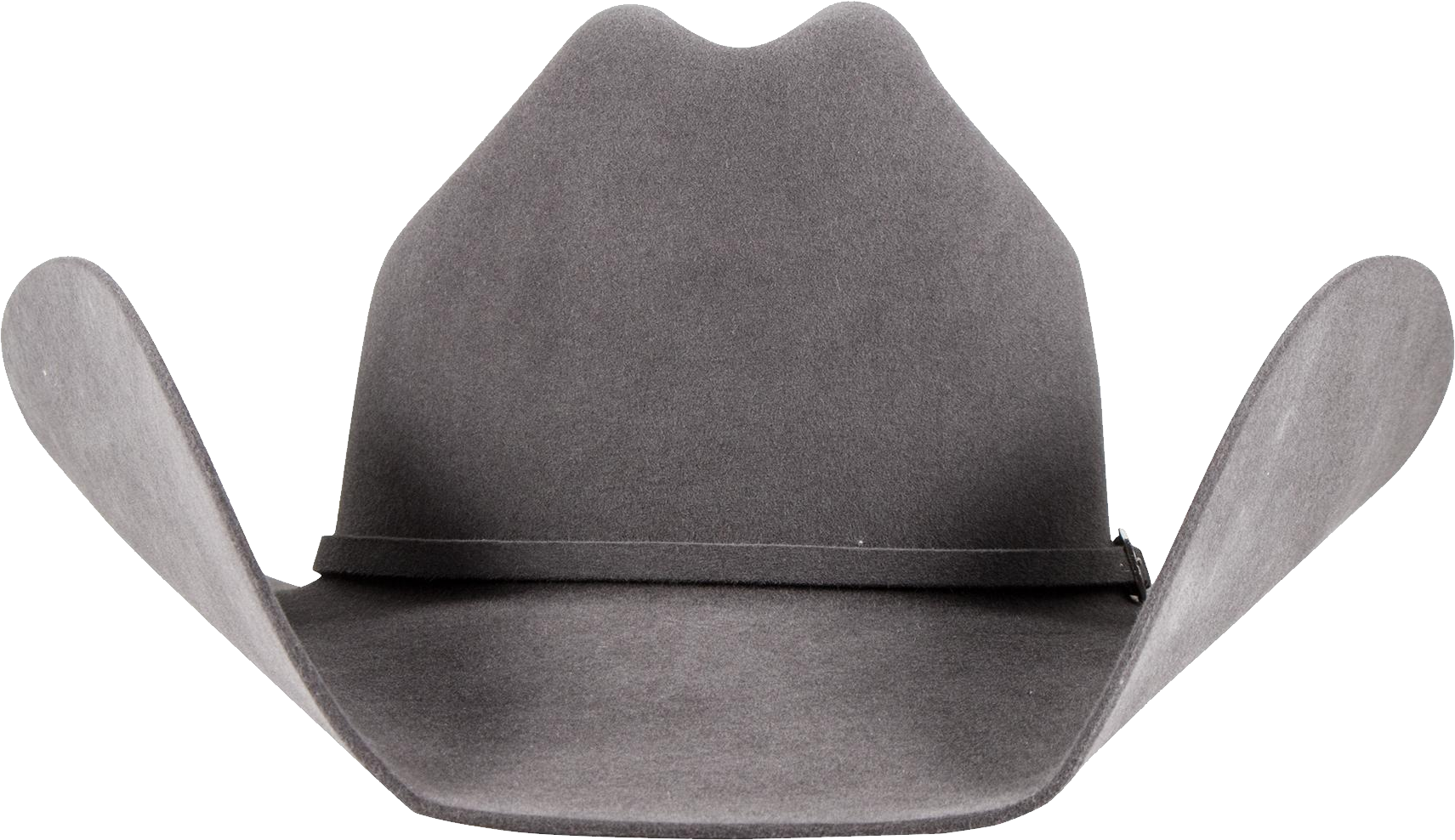 Soft Gray Felt Cowboy Hat With Curved Side Brim PNG Clip Art On Clear Background