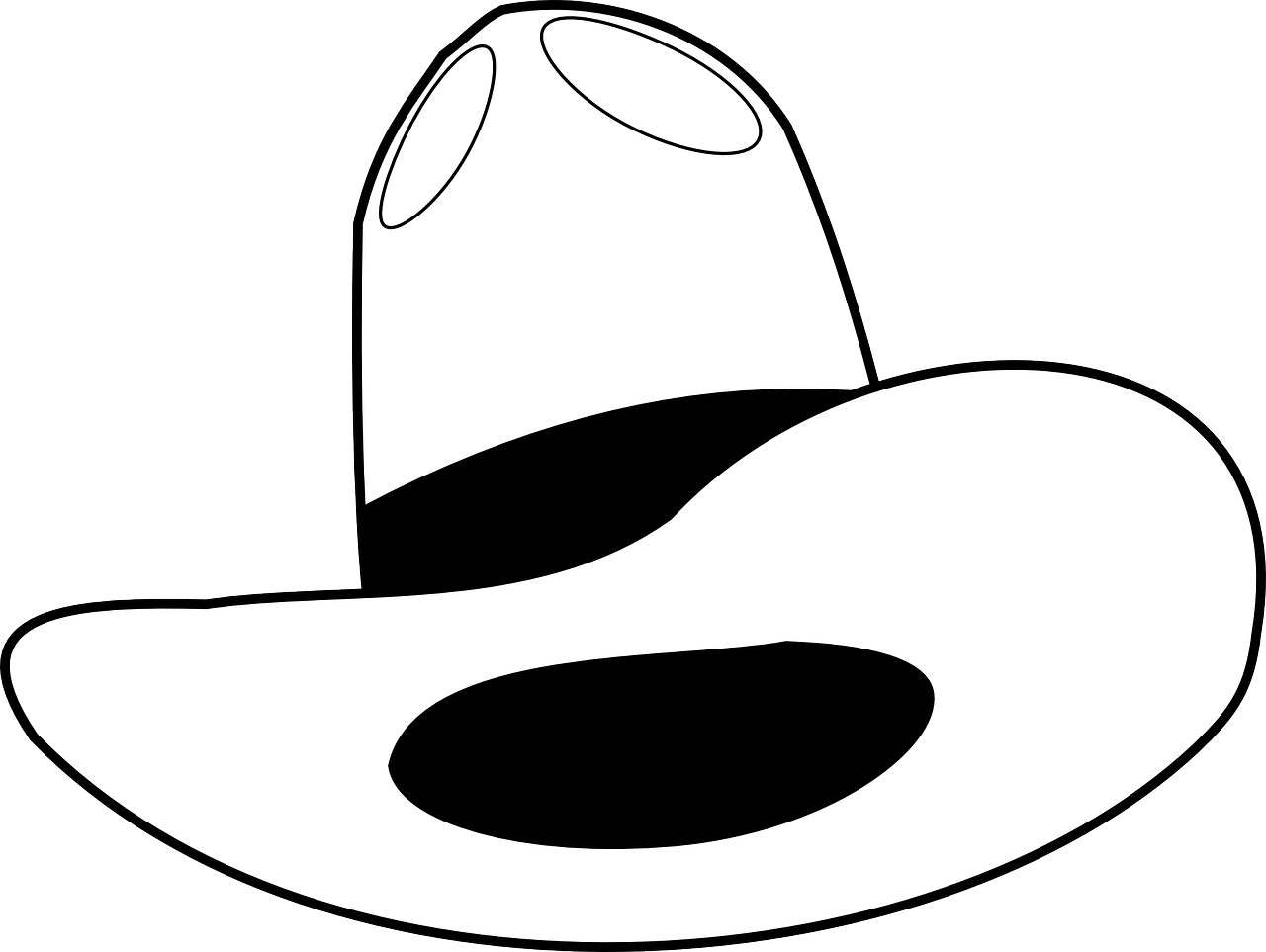 White Cowboy Hat Outline Drawing With Wide Brim Transparent PNG Clipart