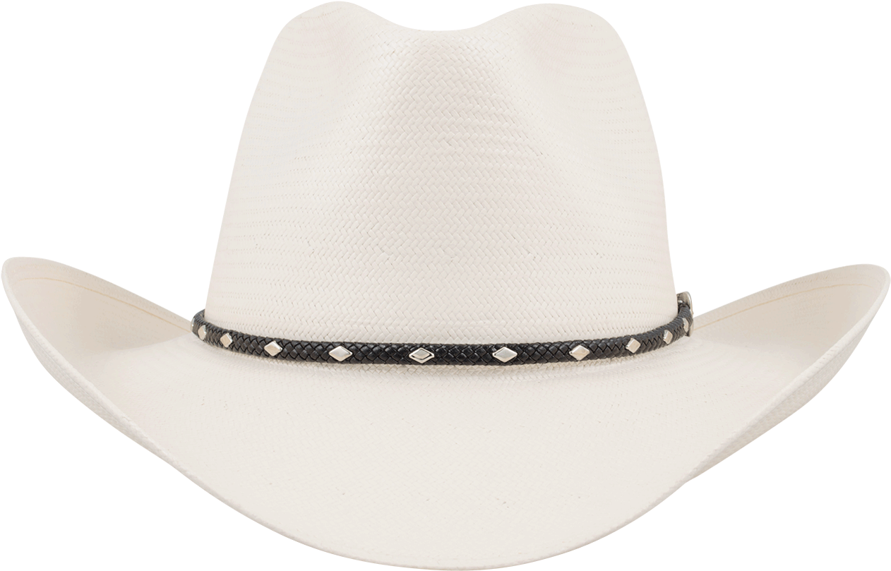 White Cowboy Hat With Black And Silver Hatband Transparent PNG Image For Creative Projects