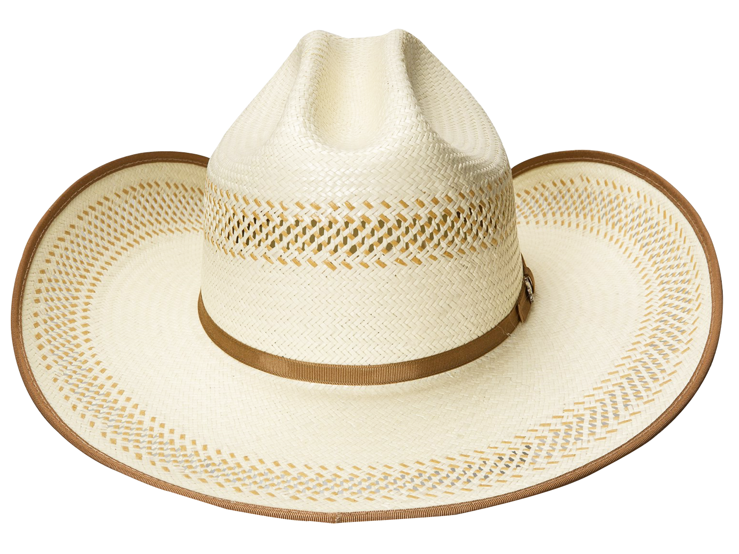 White Straw Cowboy Hat With Decorative Woven Band Transparent PNG Clipart