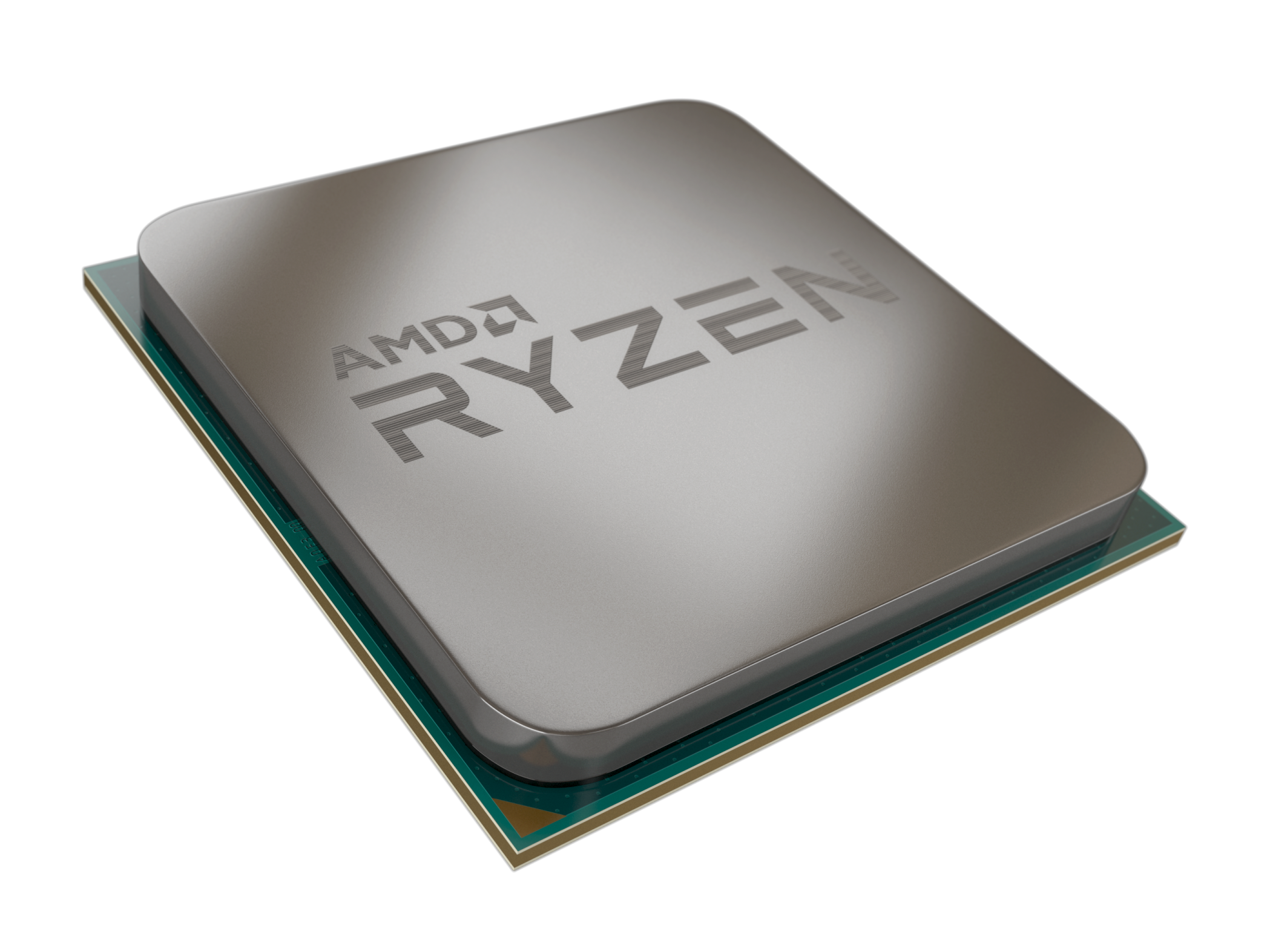 AMD Ryzen Processor Chip Angled Product View PNG Cutout With Clear Background