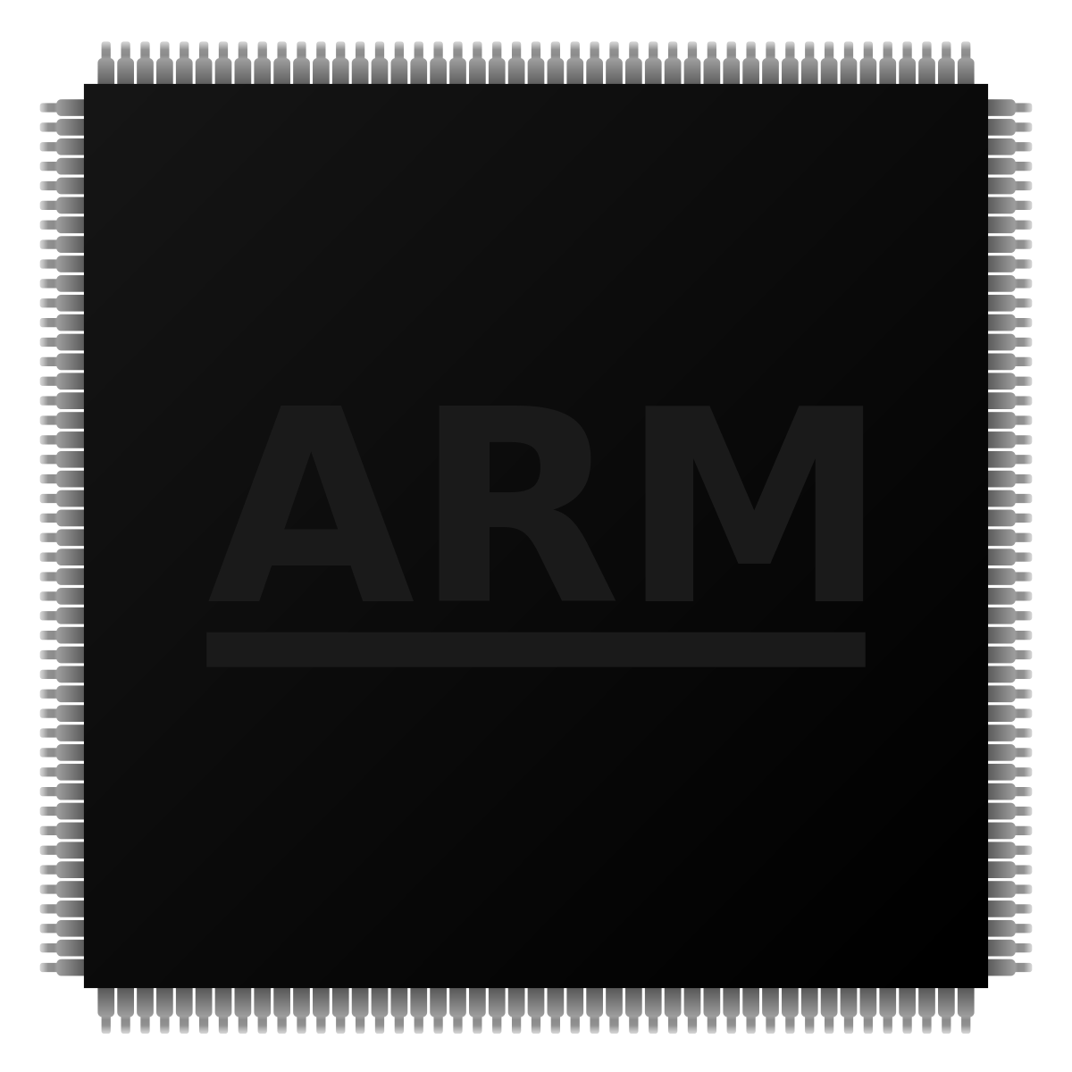 Black ARM Processor Chip Logo On Square Circuit Package Isolated Transparent PNG Graphic