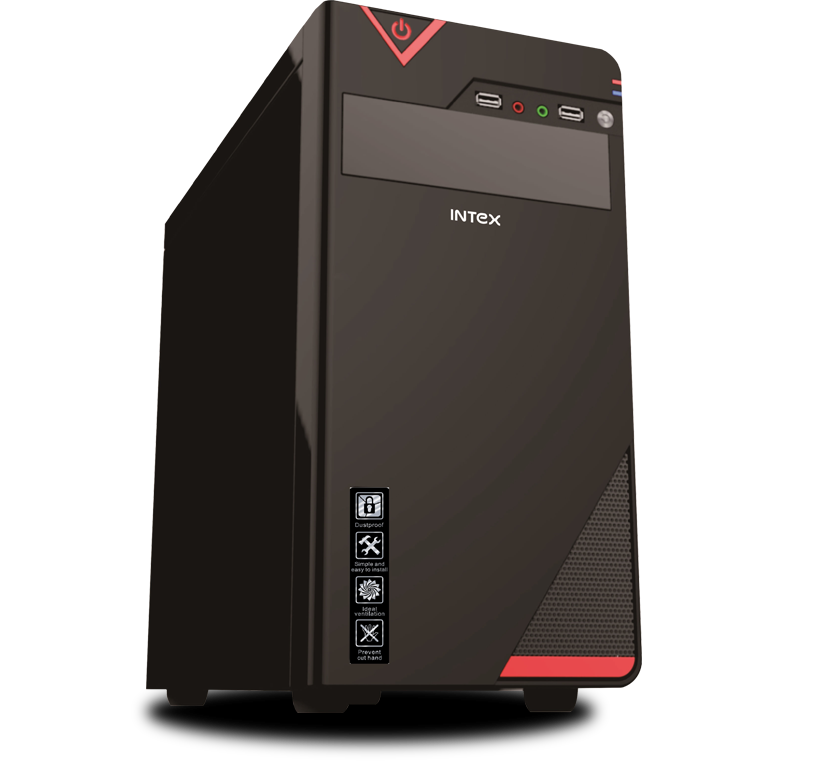 Black Gaming Desktop Tower With Red Trim And Front Controls Transparent Background Processor PNG