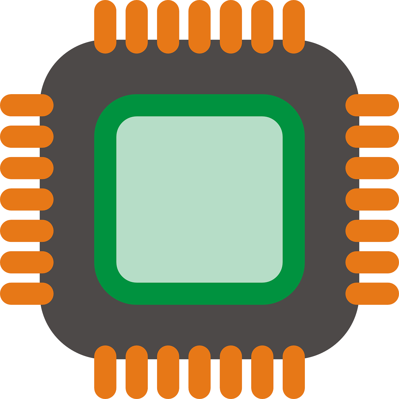 Orange And Green Computer Processor Microchip Icon PNG Image With Transparent Background