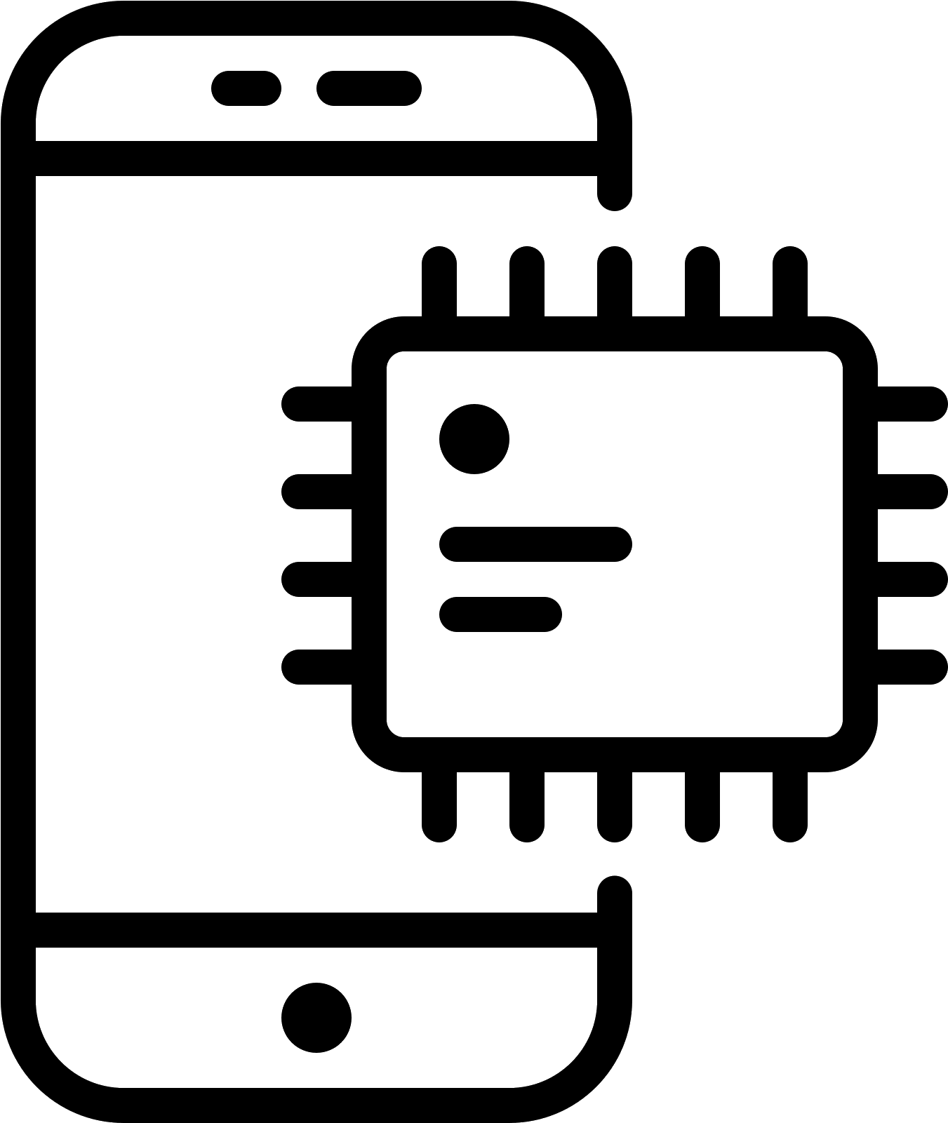 Smartphone And Microprocessor Chip Technology Icon Technology PNG With Clear Background