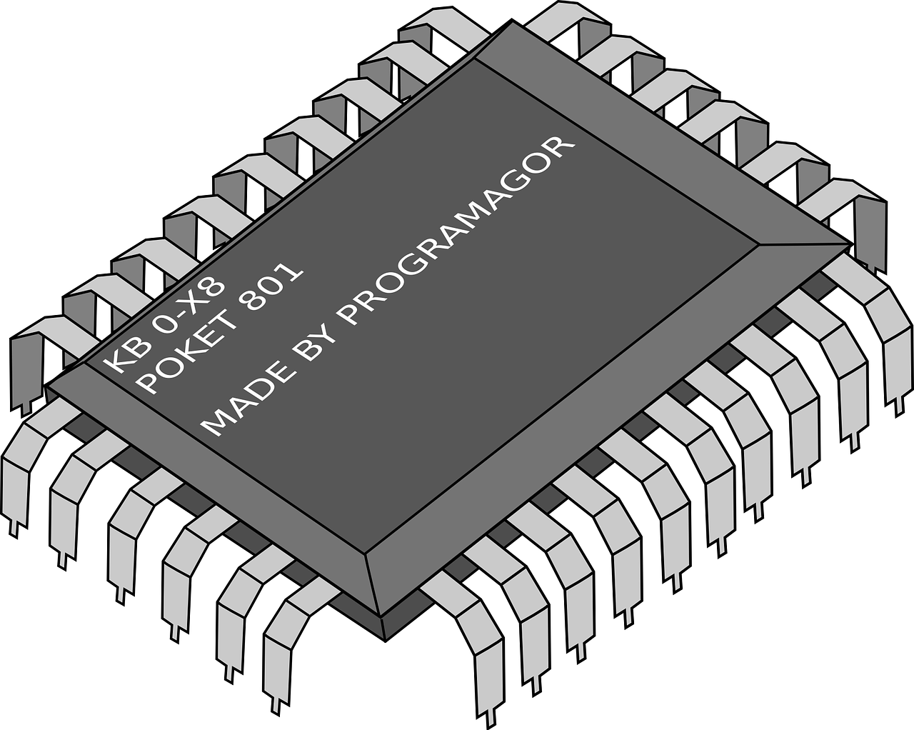 Three Dimensional Microprocessor Chip With Circuit Pins PNG Technology Image For Design
