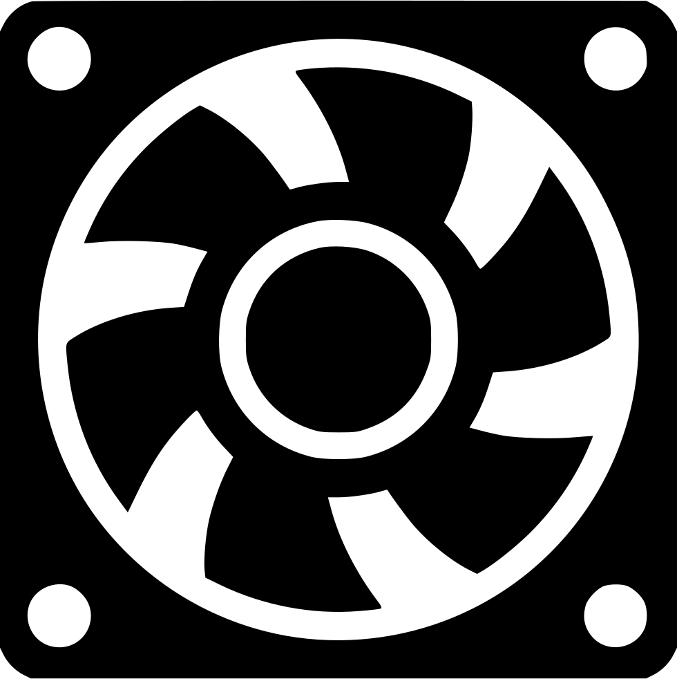 Black Computer Cooling Fan Symbol Graphic Isolated CPU PNG Artwork