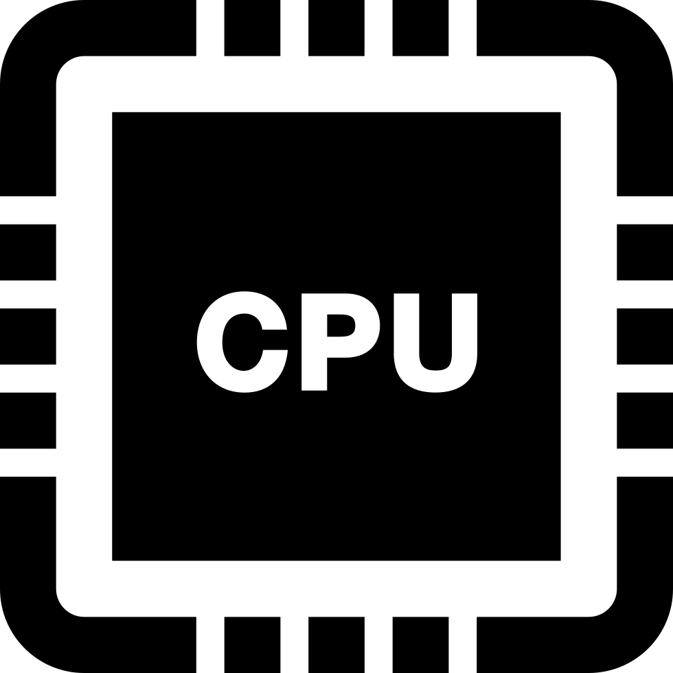Black CPU Microchip Icon With Bold White Letters Transparent Background PNG Image