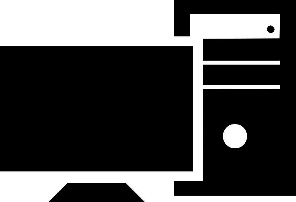 Black Desktop Computer Monitor And Tower Silhouette Icon Transparent Background PNG Image