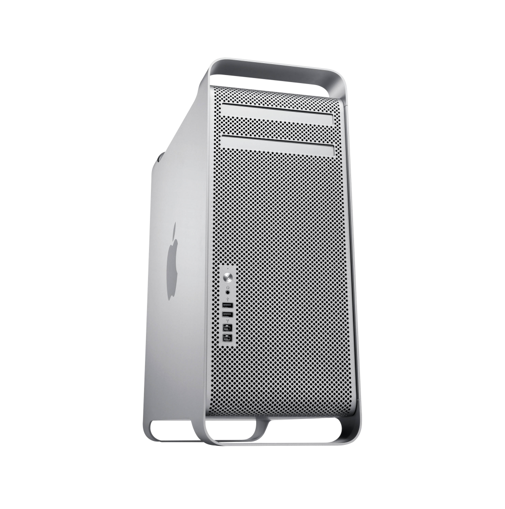 Silver Mac Pro Desktop Tower Computer Side View PNG Image With Transparent Background