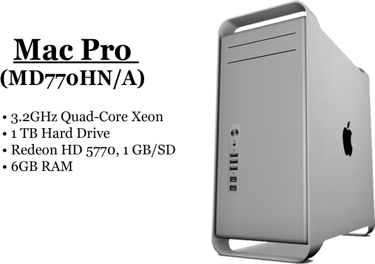 Silver Mac Pro Tower Computer With Technical Specifications PNG Clip Art On Clear Background