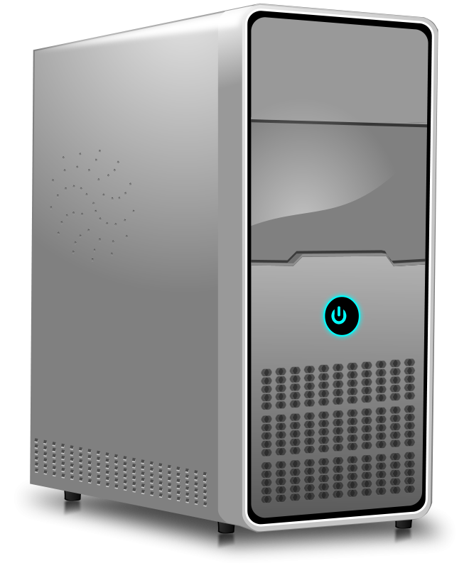 Silver White Desktop Computer Tower With Front Drive Bays High Resolution PNG Illustration