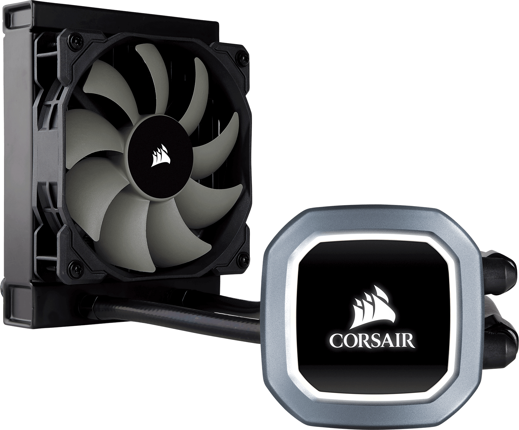 Computer CPU Liquid Cooler With Radiator Fan And Pump Isolated CPU PNG Artwork