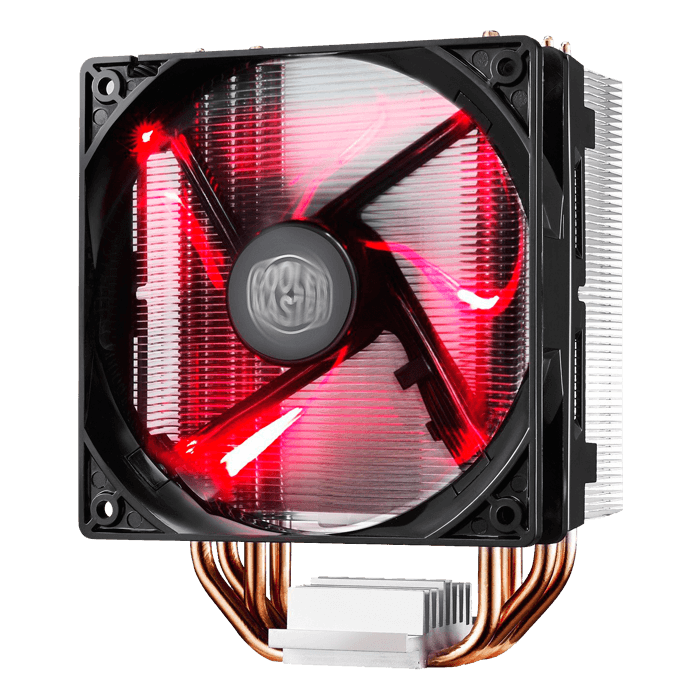 RGB CPU Air Cooler With Red Fan And Copper Heat Pipes Transparent Background PNG Image