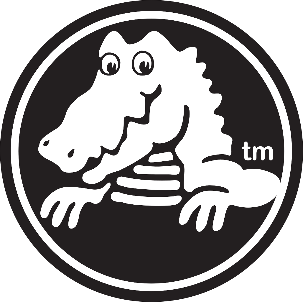 Black And White Crocs Crocodile Circle Logo PNG Clip Art On Clear Background