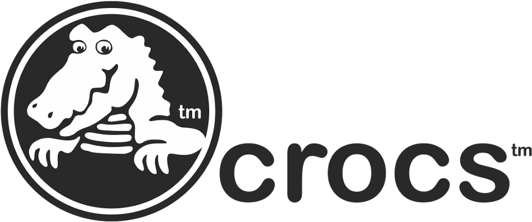 Black Crocs Crocodile Circle Logo And Wordmark High Resolution PNG Illustration