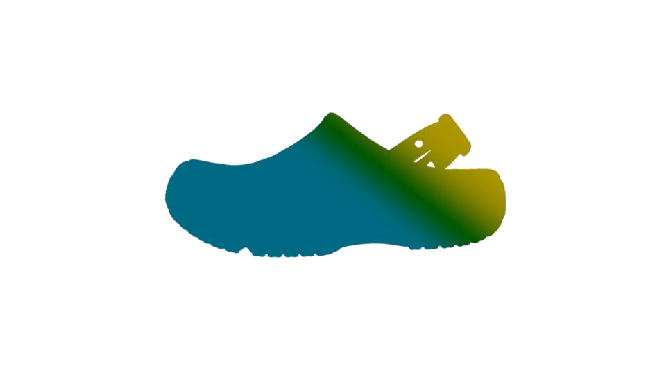 Blue And Green Gradient Crocs Clog Vector Illustration Isolated On Transparent Background