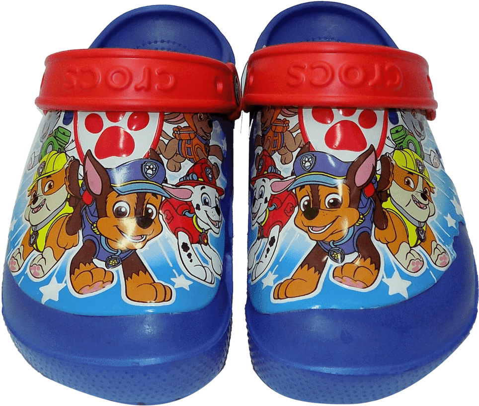 Blue Kids Crocs Clogs With Cartoon Character Print Transparent Background Clog PNG