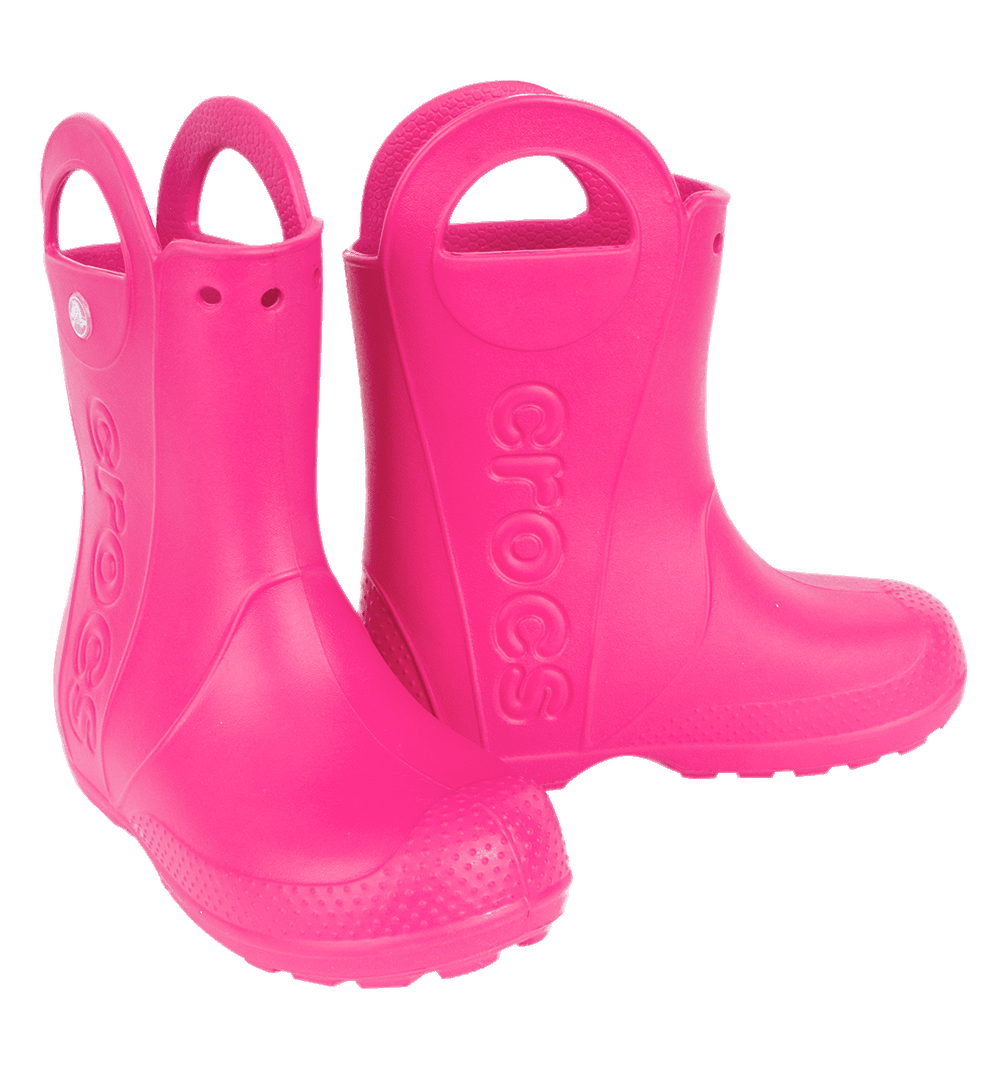 Bright Pink Crocs Rain Boots For Kids High Resolution PNG Illustration