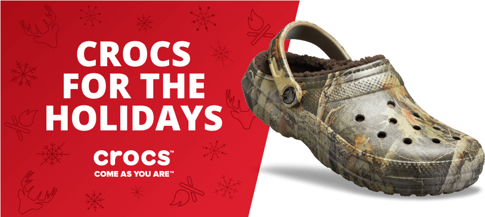 Crocs For The Holidays Promotional Graphic With Classic Clog PNG Clip Art On Clear Background