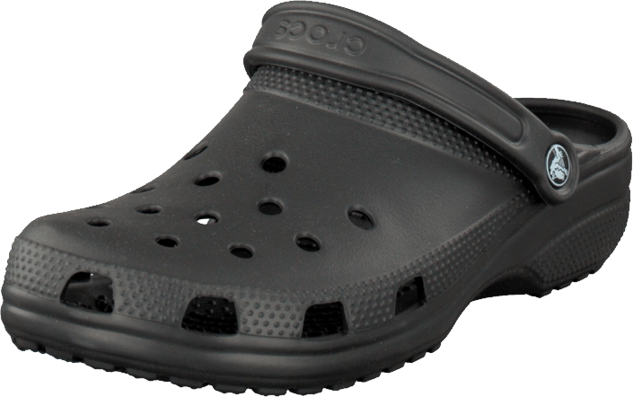 Dark Gray Crocs Classic Clog With Black Heel Strap PNG Image With Transparent Background