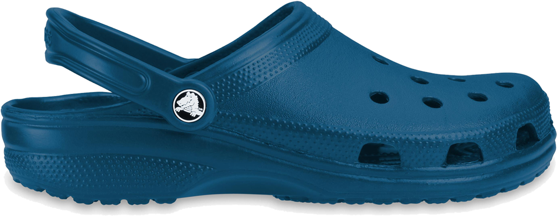 Dark Teal Blue Crocs Classic Clog With Side Logo High Resolution PNG Illustration