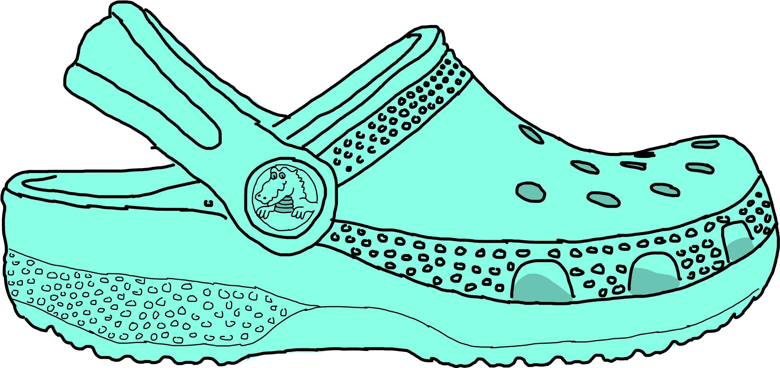 Mint Green Crocs Clog Outline Drawing Transparent Background Footwear PNG