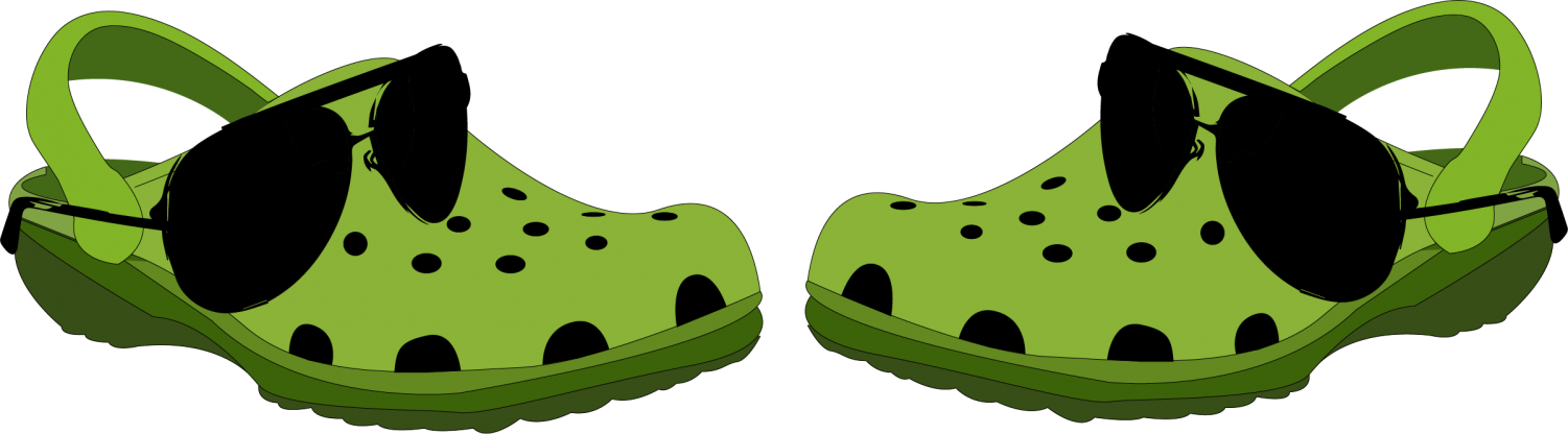 Pair Of Lime Green Crocs Clogs With Black Bow Decorations Clean Cutout Transparent PNG Image