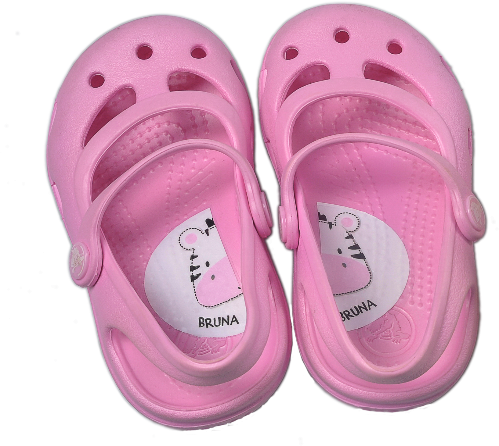 Pair Of Pink Crocs Clogs Top View With Heel Straps Clean Cutout Transparent PNG Image
