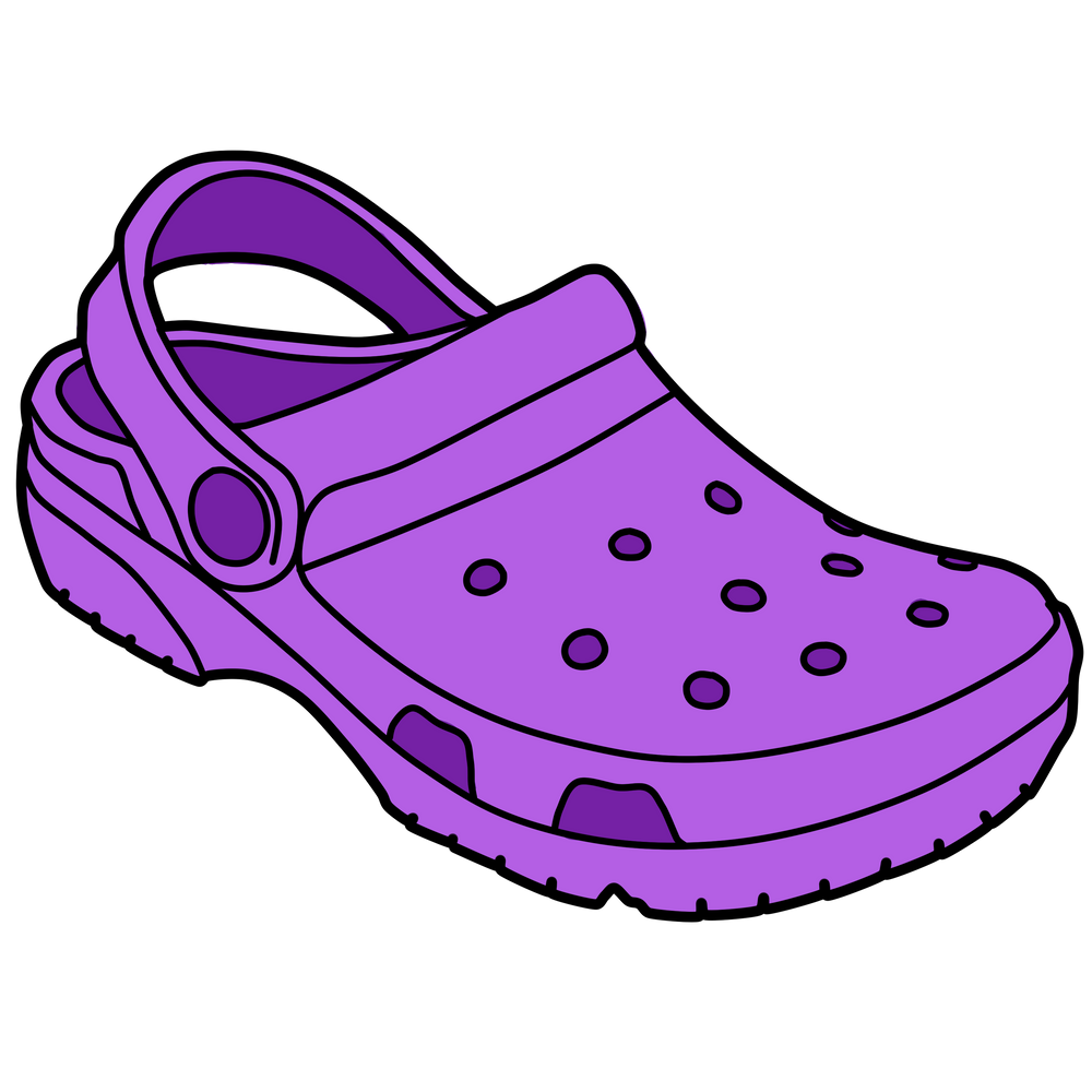 Purple Crocs Classic Clog Cartoon Illustration PNG Shoe Image For Design
