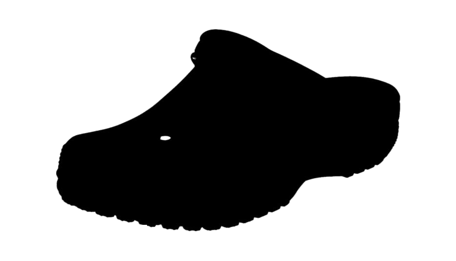 Solid Black Crocs Clog Side Silhouette Printable PNG Graphic With Transparent Background