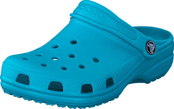 Turquoise Blue Crocs Clog With Vent Holes And Heel Strap Transparent Background Footwear PNG