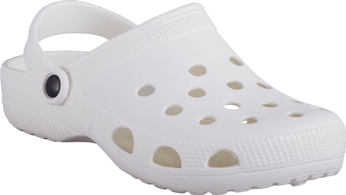 White Crocs Classic Clog With Side Strap And Vent Holes PNG Clip Art On Clear Background