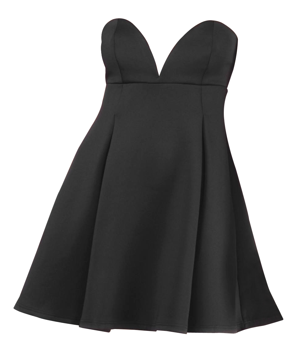 Classic Black Strapless Dress With Flared Skirt Transparent PNG Clipart