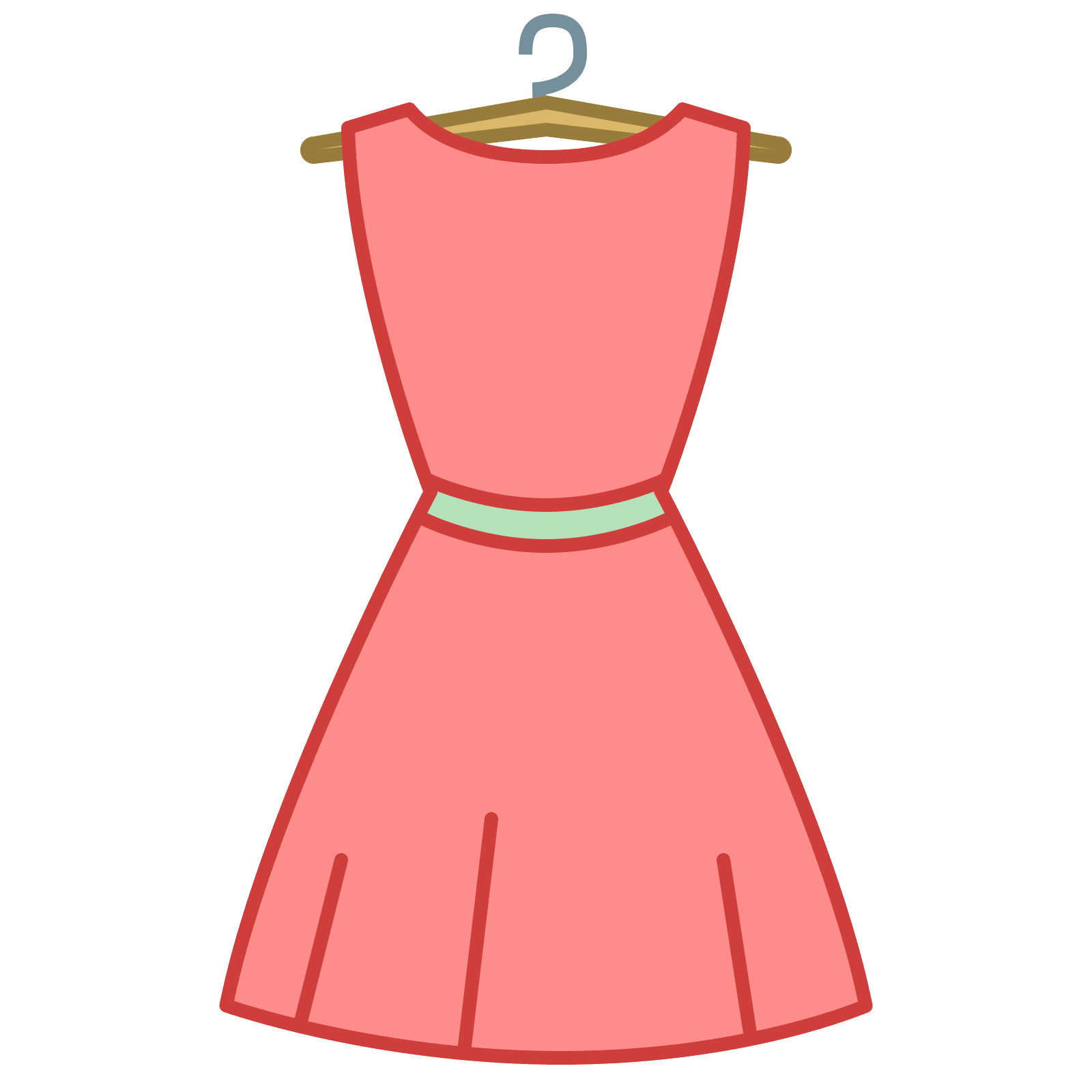 Coral Pink Sleeveless Dress Hanging Icon Illustration High Resolution PNG Illustration
