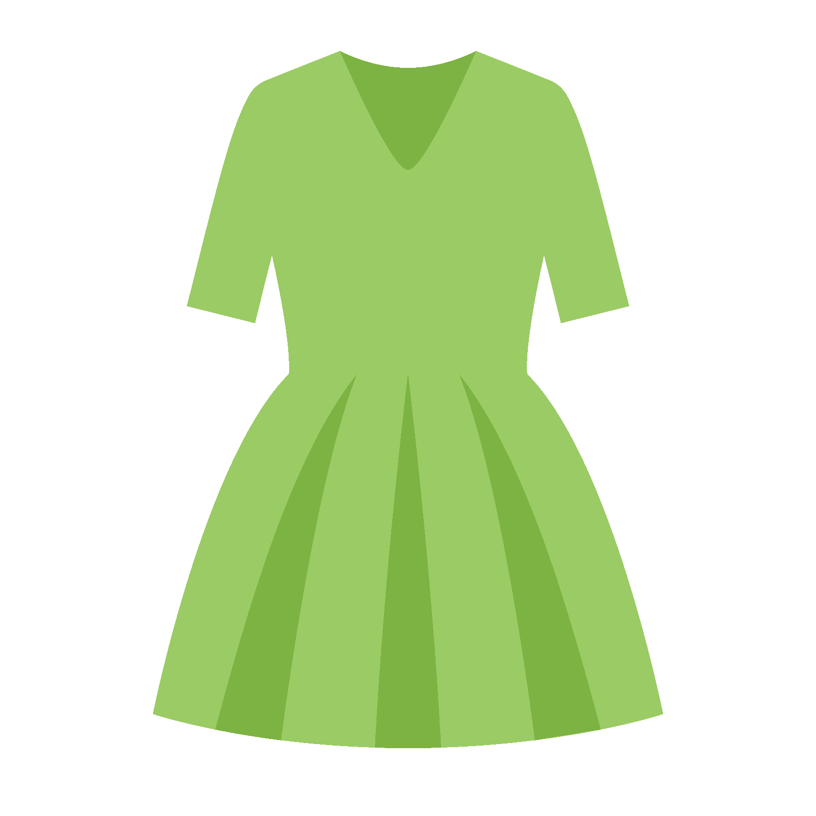Green Short Sleeve Dress Flat Vector Illustration Isolated Transparent PNG Graphic