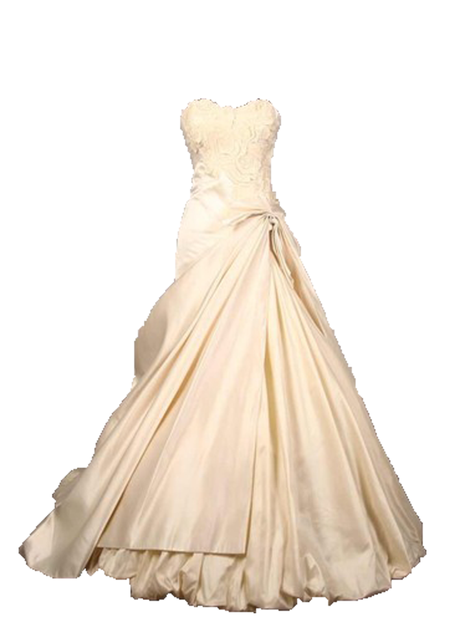 Ivory Strapless Wedding Gown With Full Skirt PNG Clip Art On Clear Background
