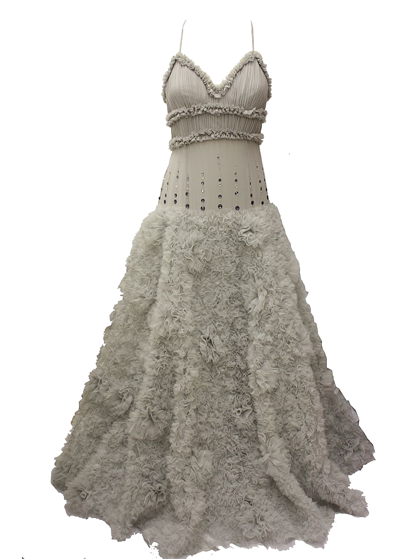 Light Gray Lace Wedding Dress With Embroidered Bodice High Resolution PNG Illustration