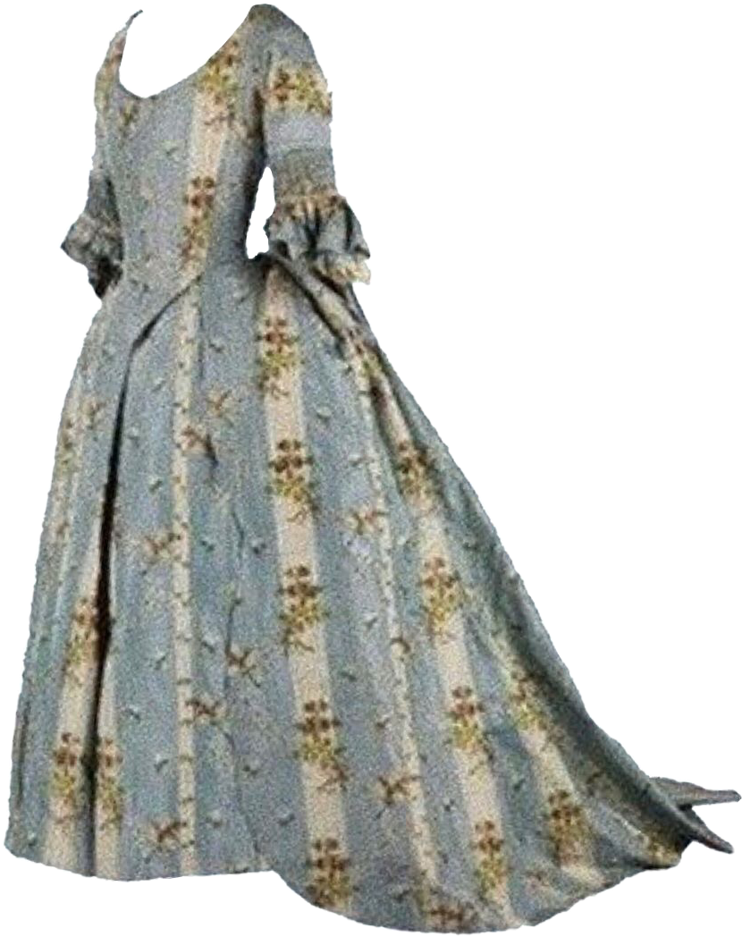 Ornate Silver Blue Historical Princess Gown Transparent Background Fashion PNG