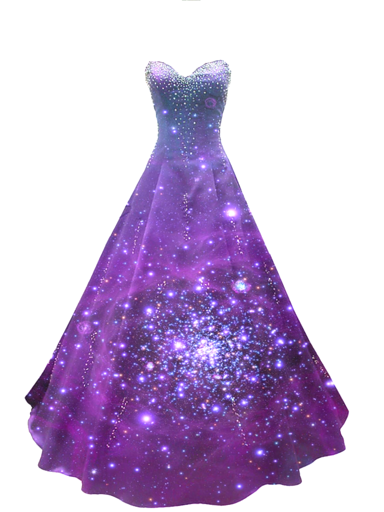 Purple Galaxy Sparkle Ball Gown With Full Skirt PNG Image With Transparent Background