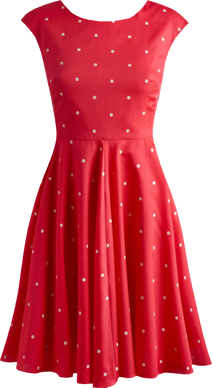 Red And White Polka Dot Sleeveless Sundress PNG Image With Transparent Background