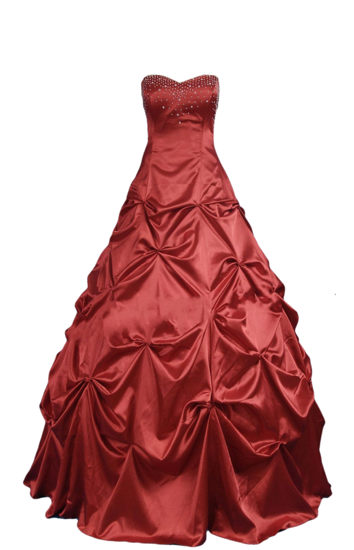 Red Satin Ball Gown With Cascading Ruffle Skirt Transparent Background Fashion PNG