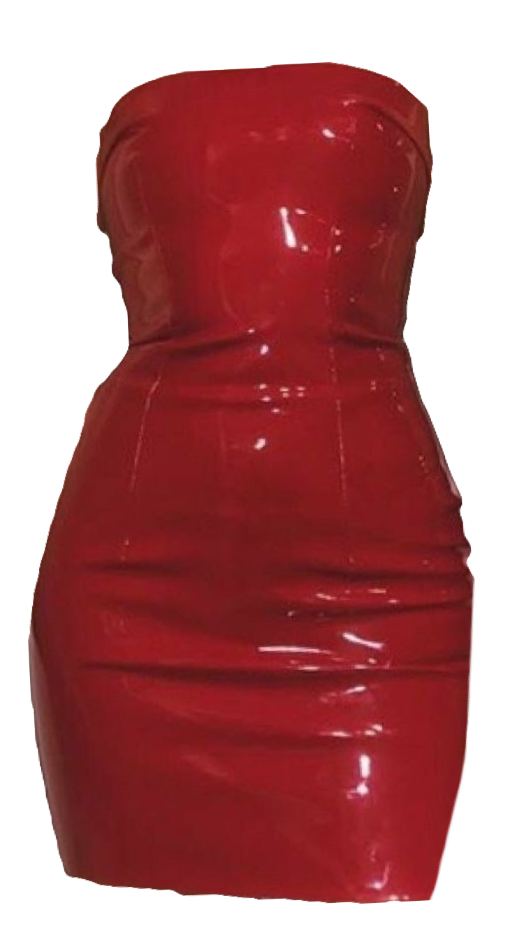 Red Strapless Bodycon Dress With Ruched Front Clean Cutout Transparent PNG Image