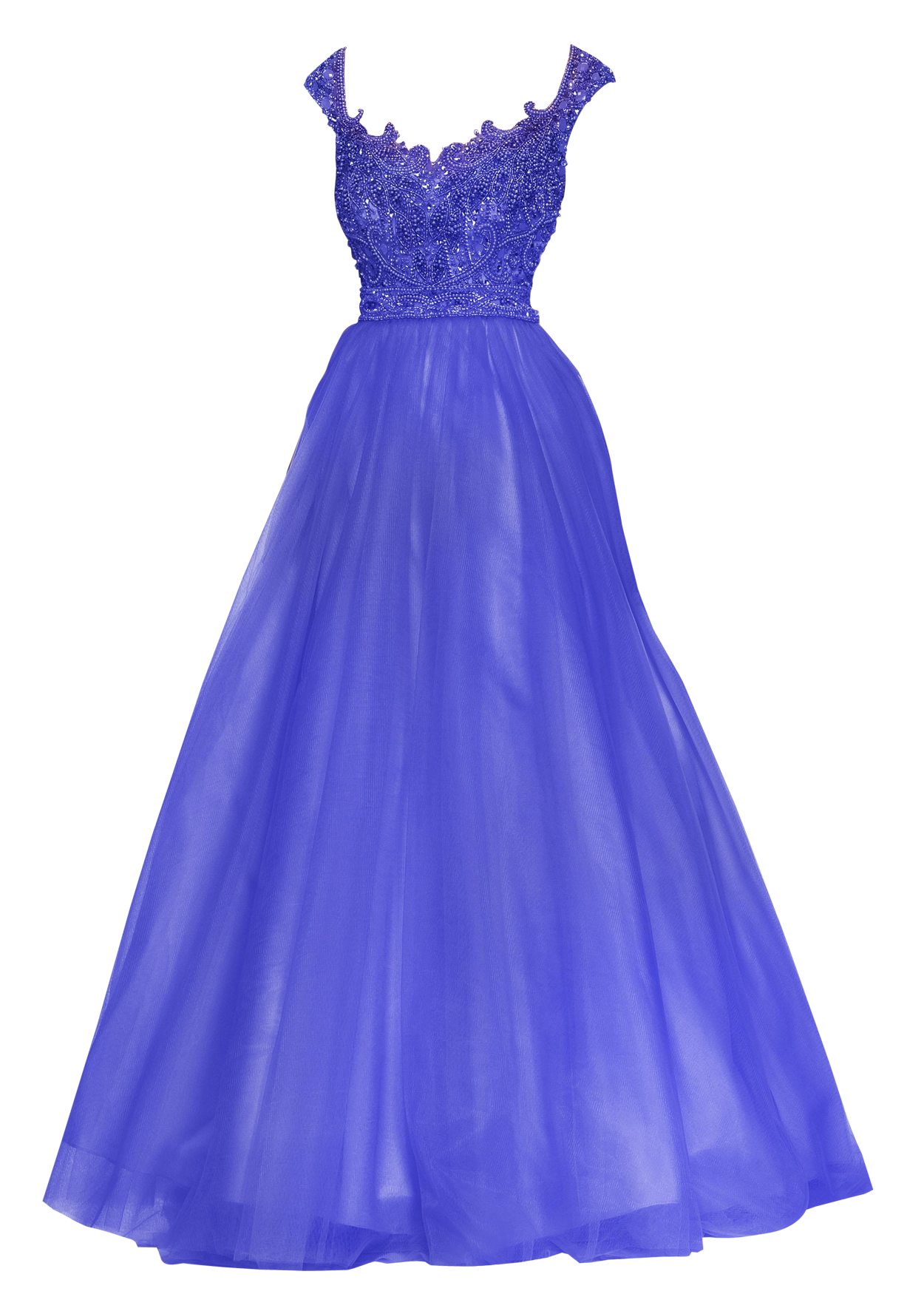 Royal Blue Sleeveless Formal Gown With Long Skirt Transparent Background PNG Image