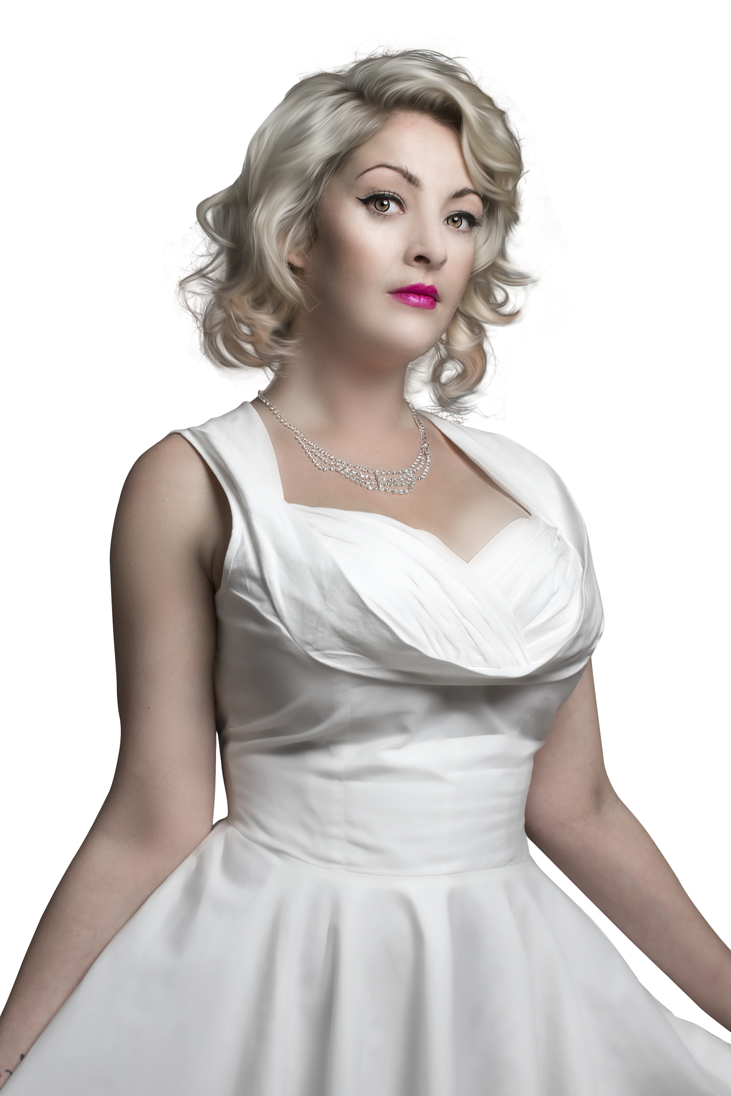 Woman Modeling White Bridal Wedding Dress Clean Cutout Transparent PNG Image
