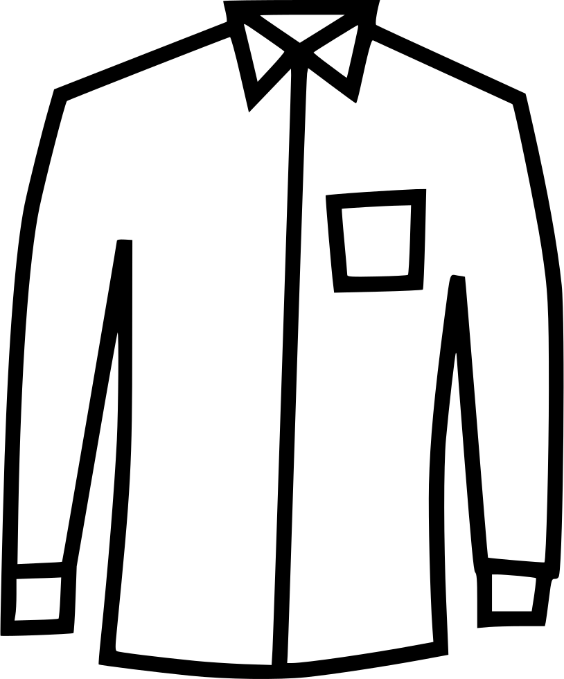 Black Outline Icon Of Button Up Shirt With Chest Pocket Isolated Menswear PNG Artwork